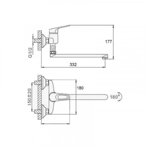 Смеситель для ванны D-Lin D140422 универсальный цвет  Хром