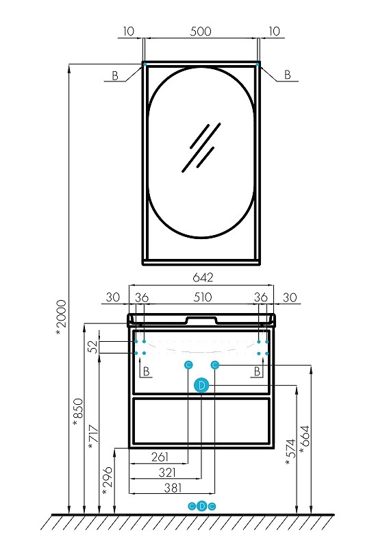 Зеркало Aquaton Лофт Фабрик 50 1A242502LTDU0 Дуб эндгрейн МДФ / ЛДСП, стекло