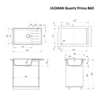 Кухонная мойка Ulgran Quartz Prima 860-03 Десерт искусственный камень (литьевой мрамор) встраиваемый