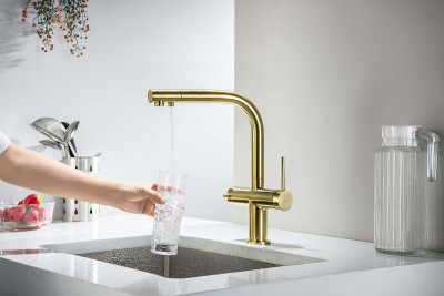 Смеситель для кухни Aquatek Европа AQ1385BG цвет Золото шлифованное