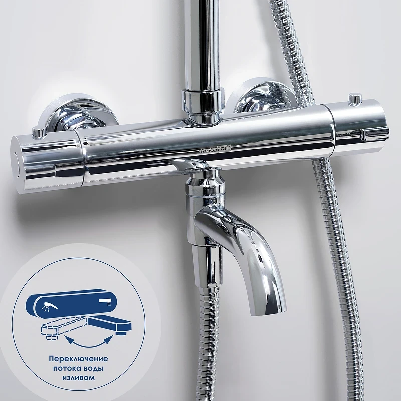 Душевая система WasserKRAFT Thermo A18801 с термостатом Хром латунь на стену