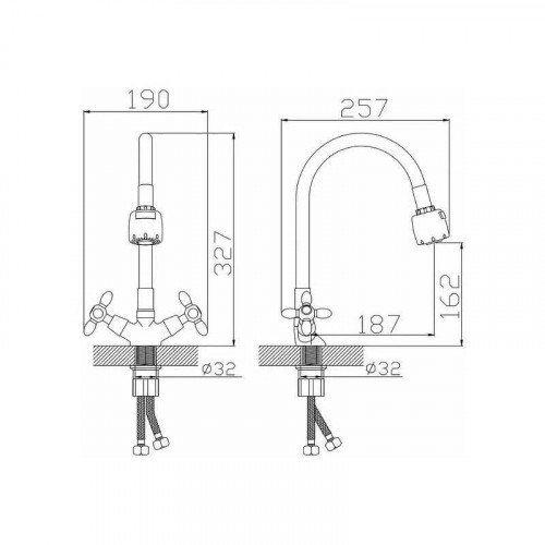 Смеситель для кухни D-Lin D153810-6T цвет  Хром  Синий
