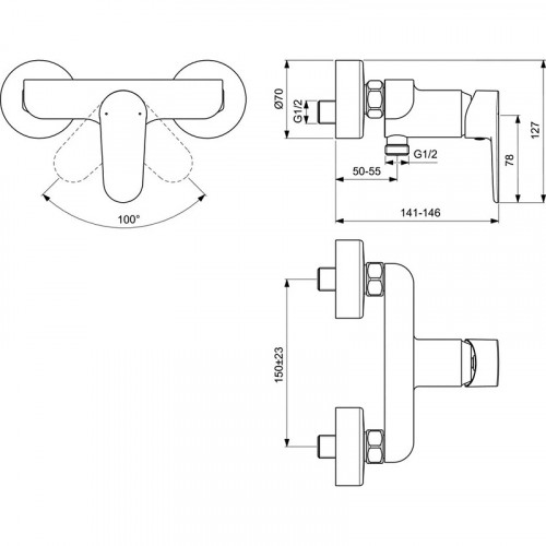 Смеситель для душа Ideal Standard Tyria BC156AA Хром латунь на стену