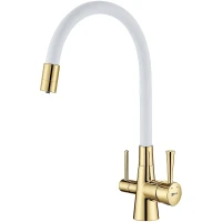 Смеситель для кухни Lemark Comfort LM3075G-White Золото Белый латунь