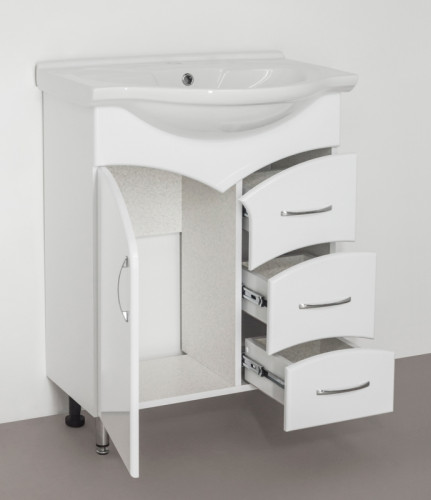 Тумба под раковину Style Line Эко Стандарт 22 Байкал 65 Белый глянец МДФ / ЛДСП