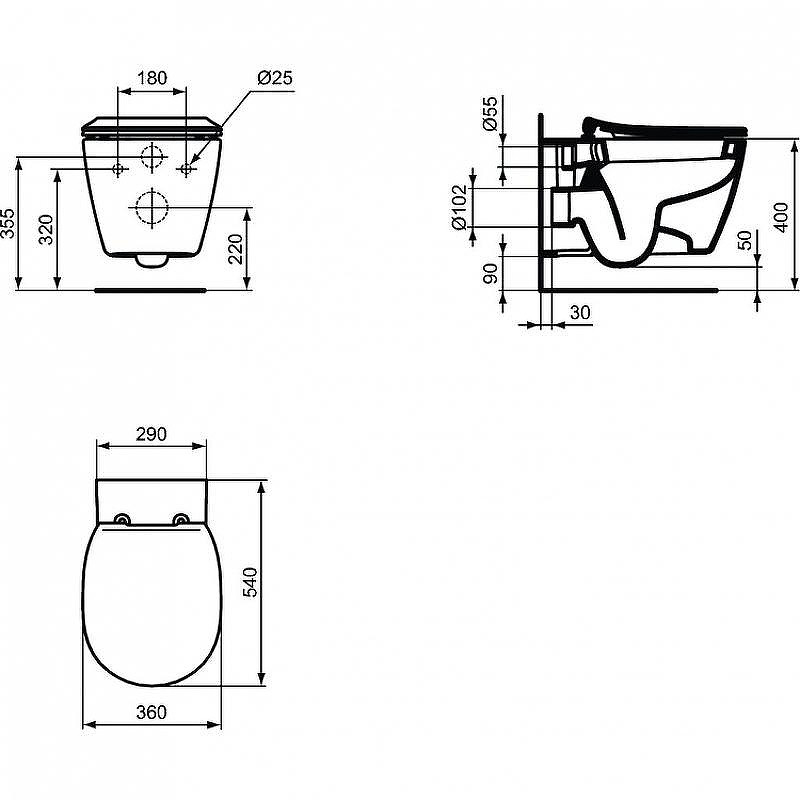 Унитаз с инсталляцией Ideal Standard Connect E211601 с сиденьем Микролифт