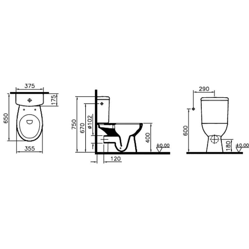 Унитаз компакт Vitra S10 SmoothFlush 9864B003-7201 с бачком и сиденьем Микролифт фарфор напольный