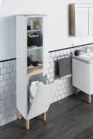 Шкаф пенал Vitra Sento 40 R 60842 подвесной с бельевое корзиной Белый матовый МДФ / ЛДСП