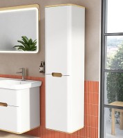 Шкаф пенал Vitra Sento 40 R 60842 подвесной с бельевое корзиной Белый матовый МДФ / ЛДСП