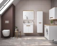 Шкаф пенал Vitra Sento 40 R 60842 подвесной с бельевое корзиной Белый матовый МДФ / ЛДСП