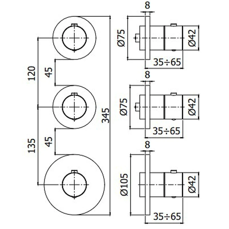 Смеситель для душа Paffoni Modular Box MDE018CR с термостатом Хром латунь встраиваемый