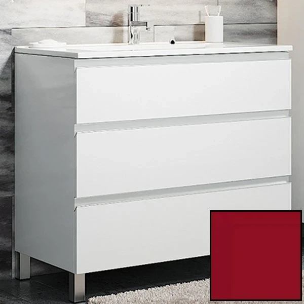 Тумба с раковиной SanVit Авеню-3 120 kavenu3120 в цвете Ral Красный глянец МДФ / ЛДСП