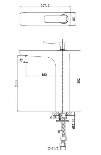 Смеситель для раковины Wonzon & Woghand Shark WW-481102-CR цвет Хром