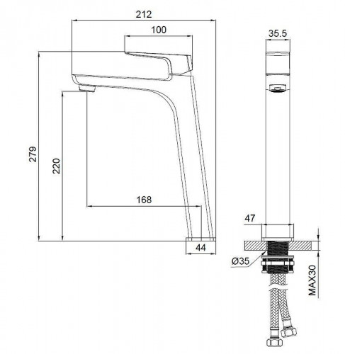 Смеситель для раковины Wonzon &amp; Woghand Forza WW-239031-BGM цвет Темный графит