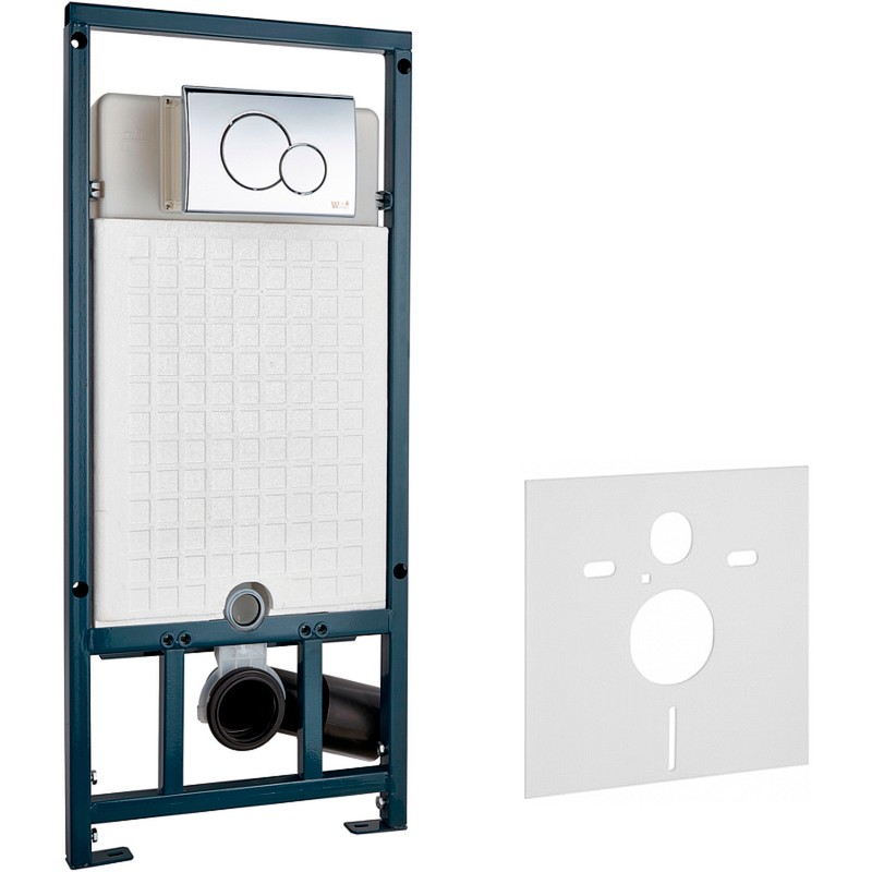Комплект унитаза Ceruttispa Orlter Aria Tornado CT9955 с сиденьем Микролифт и инсталляцией WeltWasser WW Marberg 507 10000005949+10000005952 с клавишей смыва Хром глянцевый фарфор подвесной
