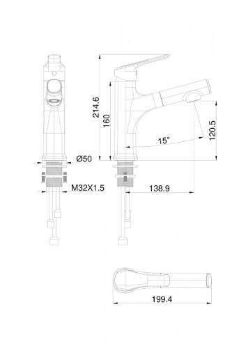 Смеситель для раковины Wonzon &amp; Woghand WW-AE4151-BG цвет Брашированное золото