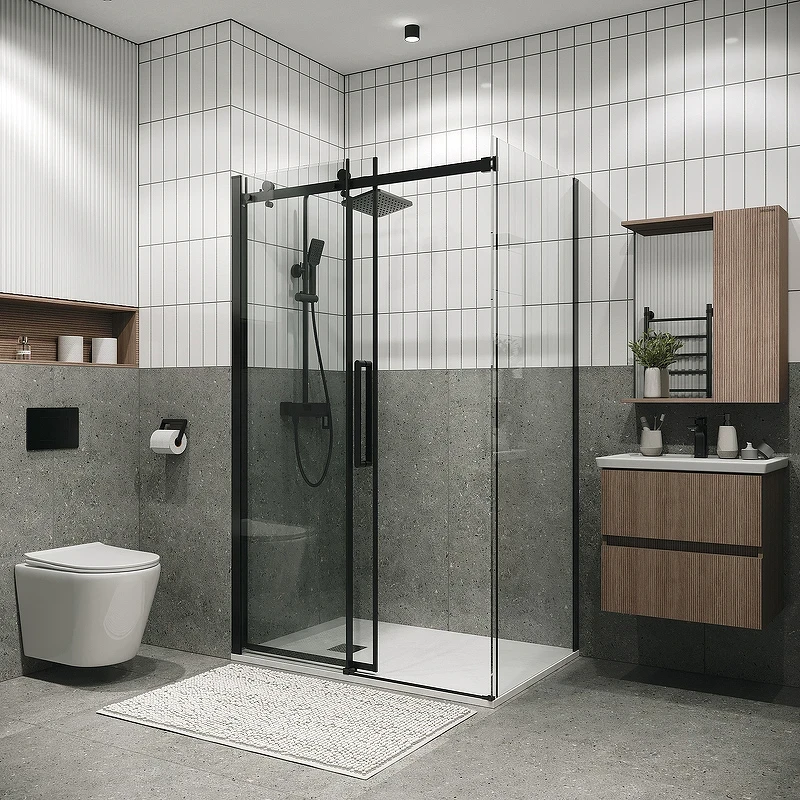 Душевой уголок Grossman Classic 130х90 120.K33.04.1390.21.00 профиль Черный матовый стекло прозрачное