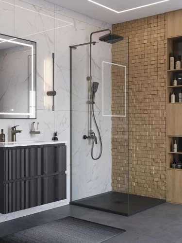 Душевая перегородка BelBagno Uno 80 UNO-L-1-TB-80-C-GM профиль Оружейная сталь стекло прозрачное