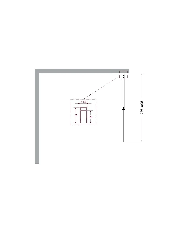 Душевая перегородка BelBagno Uno 80 UNO-L-1-TB-80-C-GM профиль Оружейная сталь стекло прозрачное