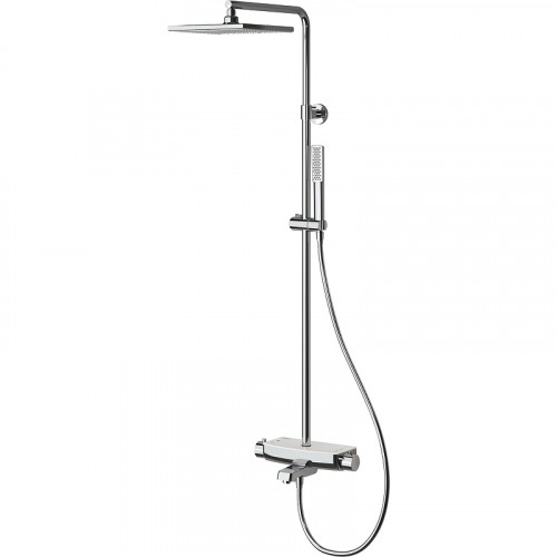 Душевая система Teska Mira DK3601C с термостатом Хром Белое стекло нержавеющая сталь на стену