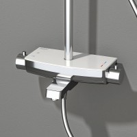 Душевая система Teska Mira DK3601C с термостатом Хром Белое стекло нержавеющая сталь на стену