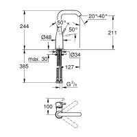 Смеситель для раковины Grohe Essence+ 23541001 Хром латунь