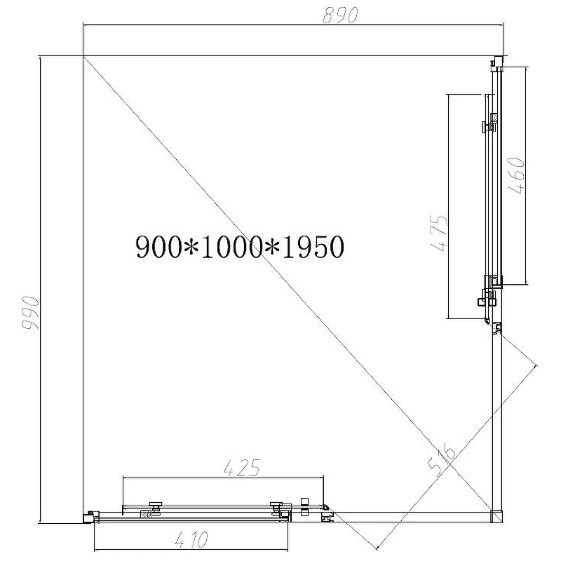 Душевой уголок Vincea Slim-N 100x90 VSS-4SN9010CLGM профиль Вороненая сталь стекло прозрачное
