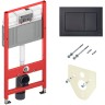 Комплект унитаза AQUAme AQM2002 с инсталляцией Tece Now 9400414 с сиденьем Микролифт и Черной матовой клавишей смыва фаянс подвесной