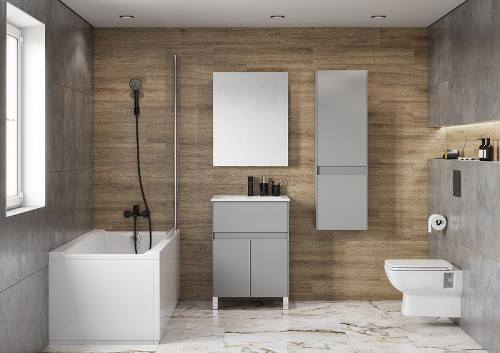 Шкаф пенал Aquaton Форест 40 1A278603FR4D0 Туманный серый МДФ / ЛДСП