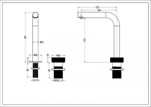 Смеситель для раковины Boheme Tech 158-BRB цвет Брашированная бронза