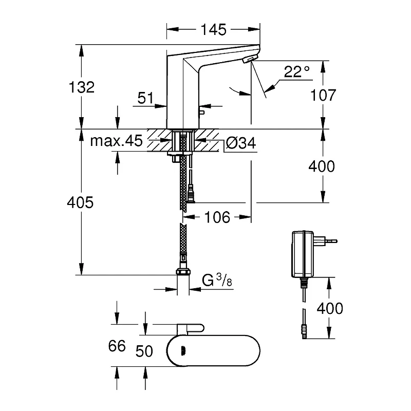 Смеситель для раковины Grohe Eurosmart Cosmopolitan 36325002 цвет Хром