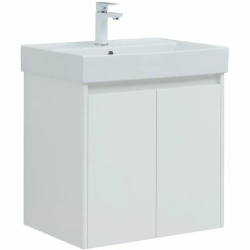 Тумба с раковиной Aquanet Nova Lite 60 302523 подвесная Белый глянец МДФ / ЛДСП