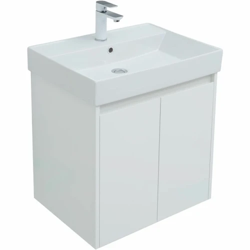 Тумба с раковиной Aquanet Nova Lite 60 302523 подвесная Белый глянец МДФ / ЛДСП