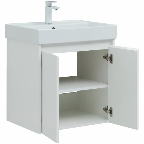 Тумба с раковиной Aquanet Nova Lite 60 302523 подвесная Белый глянец МДФ / ЛДСП