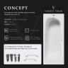 Чугунная ванна Vinsent Veron Concept 140x70 VCO1407042H/VH0012MGD цвет Белый с квадратными ручками матовое золото