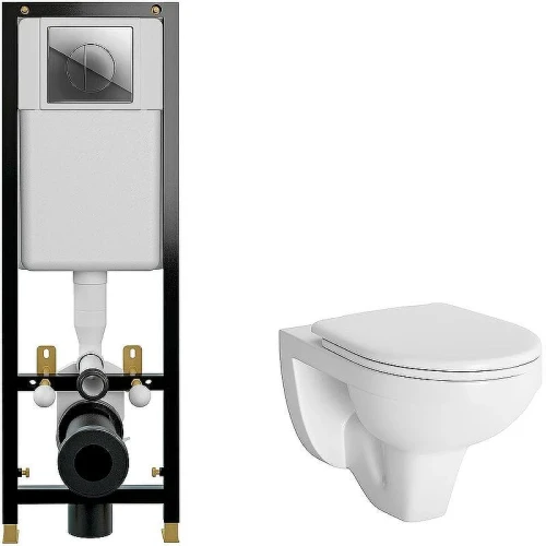 Комплект унитаза Berges Gamma 081105 с инсталляцией Cersanit Black 35 S-IN-BLACK-Cg-w с сиденьем Микролифт и клавишей смыва Хром
