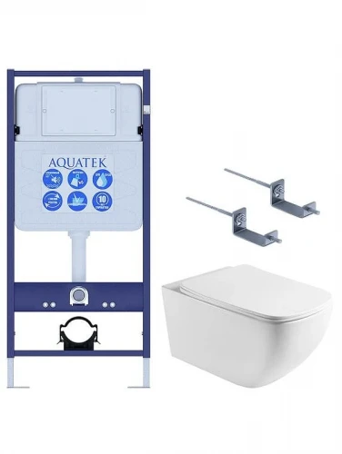 Комплект унитаза с инсталляцией Aquatek Set Aquatek Медея T цвет Белый с сиденьем Микролифт