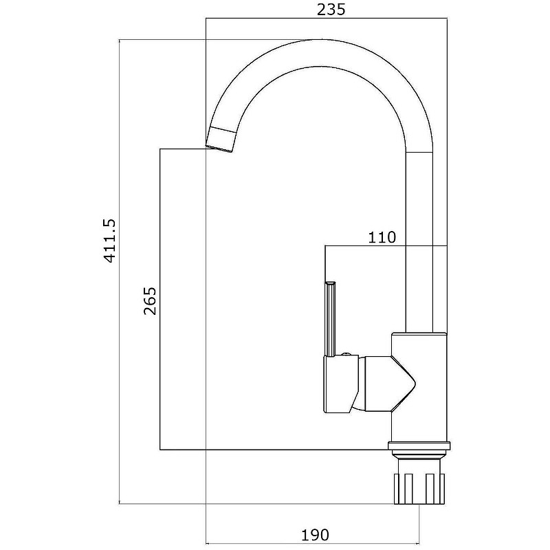 Смеситель для кухни Orange OneLife P04-001B Черный