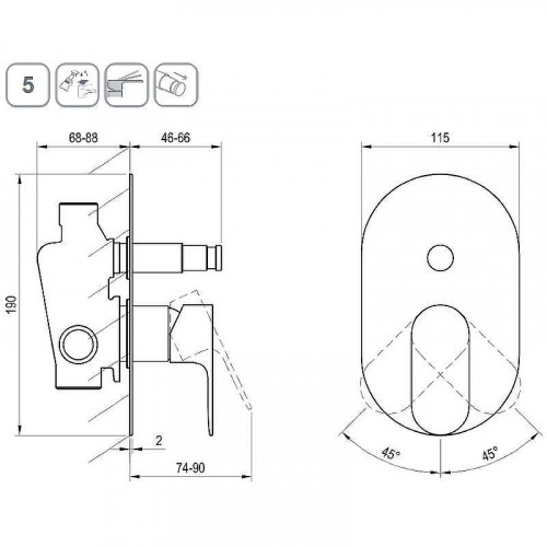 Смеситель для душа Ravak Eleganta EL 061.10WV.O2 X070261 Белый вельвет