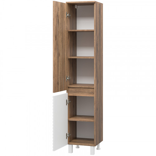 Шкаф пенал Brevita Dakota 35 L DAK-050350-19/01Л Белый матовый Дуб Галифакс олово МДФ / ЛДСП