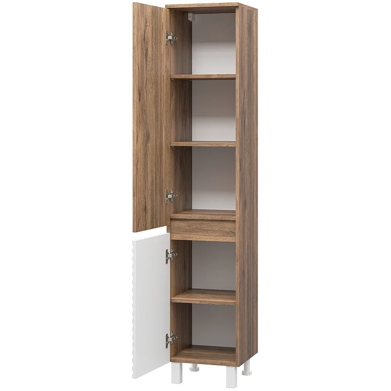 Шкаф пенал Brevita Dakota 35 L DAK-050350-19/01Л Белый матовый Дуб Галифакс олово МДФ / ЛДСП