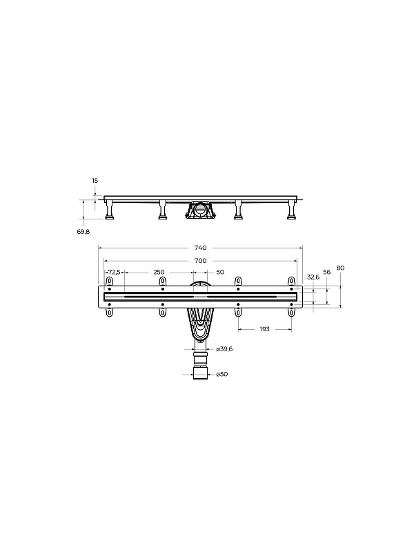 Душевой лоток Cezares Люкс (Lux) LUX-LD-70-Cr с решеткой цвет Хром