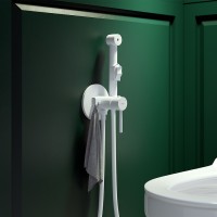 Гигиенический душ со смесителем Iddis Axes 003WTR0i08 Белый матовый латунь на стену