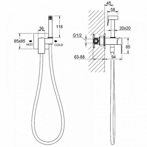Гигиенический душ со смесителем Aquatek Либра AQ1022CR Хром латунь встраиваемый