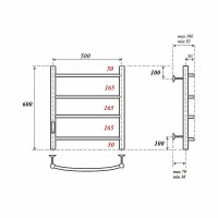 Электрический полотенцесушитель Point Афина PN04756 П4 500x600 диммер слева Хром