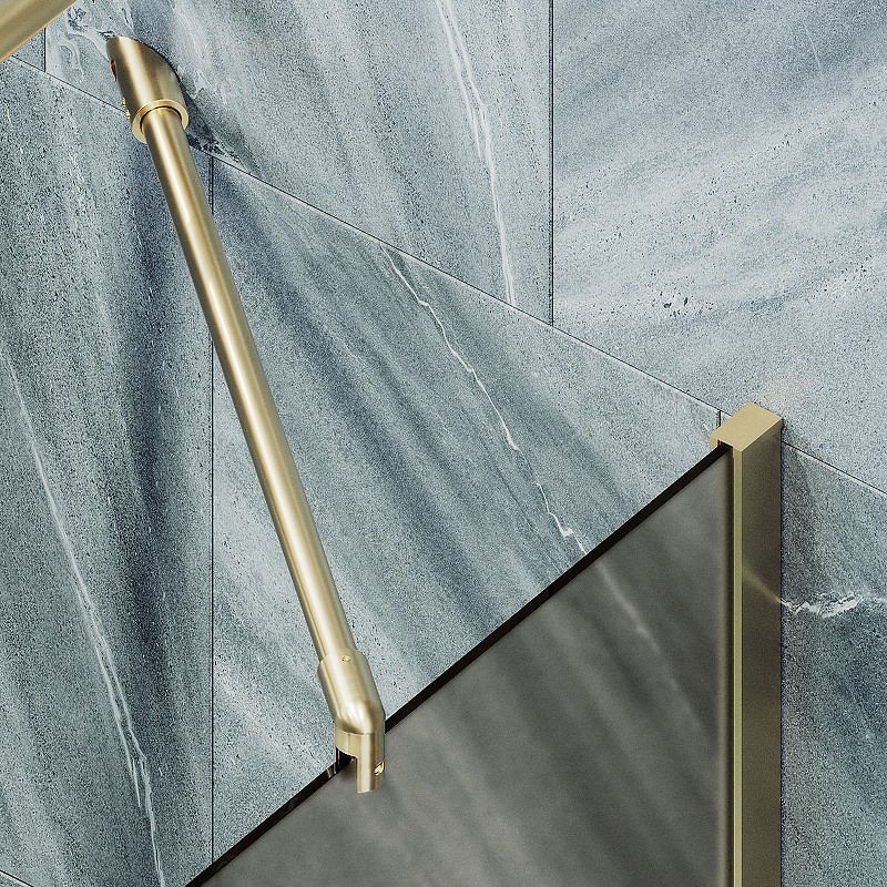 Шторка на ванну Maybah Glass MGV-77-3ш 900x1400 в широком профиле Золото стекло бронзовое матовое