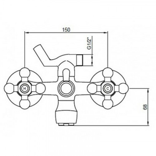 Смеситель для ванны Kaiser Carlson 11044 Хром латунь на стену