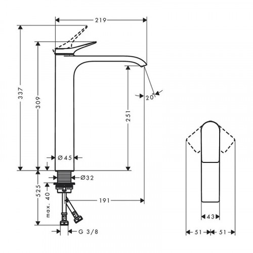 Смеситель для раковины Hansgrohe Vivenis 75042670 Черный матовый латунь