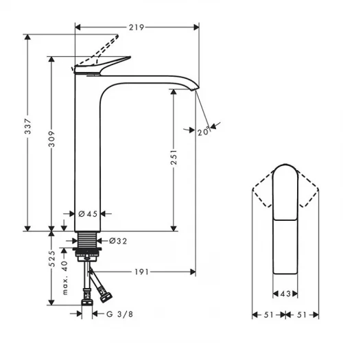 Смеситель для раковины Hansgrohe Vivenis 75042670 Черный матовый латунь