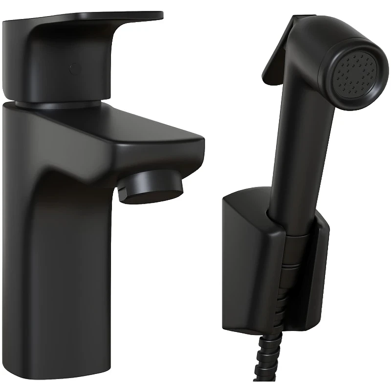 Смеситель для раковины Paini Viva Style P4YO205/574 с гигиеническим душем Черный матовый